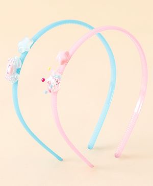 Babyhug Hair Bands with Star Applique Pack of 2 - Blue & Pink
