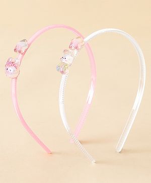 Babyhug Hair Bands with Star & Bunny Applique Pack of 2 - Beige & Pink