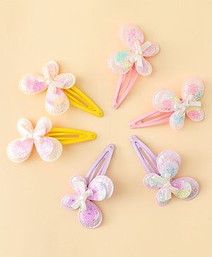 Babyhug Snap Clips With Butterfly Applique - Multicolor