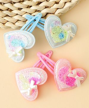 Babyhug Snap Clips With Heart Applique - Pink