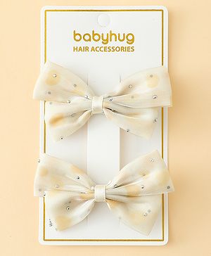 Babyhug Bow & Butterfly Clips Free Size Pack Of 2 -Yellow