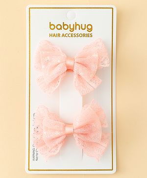 Babyhug Free Size Bow & Butterfly Clips Blue Pack Of 2 - Orange