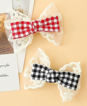 Babyhug Bow & Butterfly Clips Free Size Pack of 2 - Red & Black