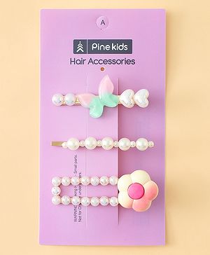 Pine Kids Free Size Hair Pins And Clips Pack of 3 - Pink