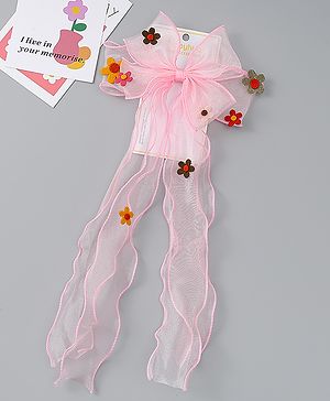 Babyhug Free Size Bow Clip with Floral Applique -  Beige