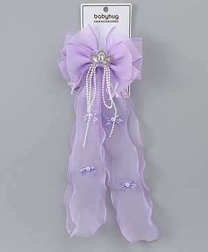 Babyhug Free Size Bow Clip with Crown Applique -  Purple