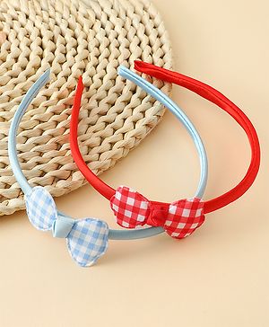 Babyhug Hair Bands with Bow Applique Pack of 2 Free Size - Red & Blue