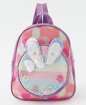Babyhug Fashion Backpack With Butterfly & Floral Applique - Multicolour
