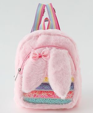 Babyhug Free Size Fashion Backpacks With Bunny Ear Applique - Pink