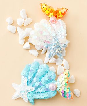Babyhug Hair Pins And Clips With Sequin and Pearls Pack of 2 - Multicolor