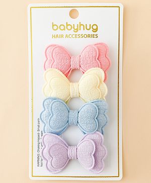 Babyhug Free Size Bow & Butterfly Clips Pack Of 4 - Multicolor