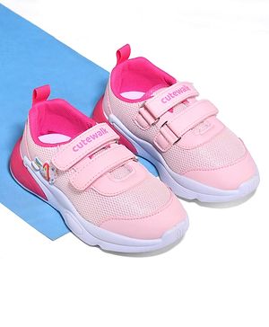Cute Walk by Babyhug Velcro Closure Sneaker with Unicorn Applique - Pink