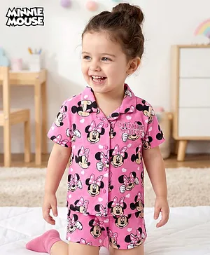 Babyhug Disney Single Jersey knit
                              Half Sleeves Shorts Night suit With Minnie
                              Mouse Print - Pink