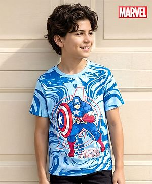 Pine Kids Marvel Single Jersey Knit Half Sleeves T-Shirt with Captain America Graphic - Multicolor