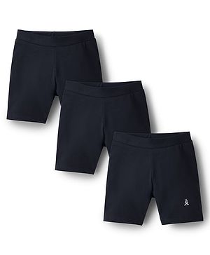 Pine Kids Cotton Lycra Knit Solid Colour Cycling Shorts Pack Of 3 - Black