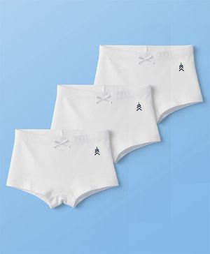 Pine Kids Cotton Elastane Hipster With Logo Print Pack Of 3 - White