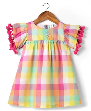ToffyHouse Cotton Woven One Piece
                                  Dress Half Sleeves Checks Multicolor
                                  12-18 Months