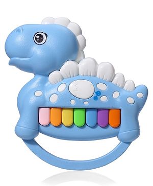 Babyhug Mini Dino Piano for Toddlers - Blue| Musical Instrument with Colorful Keys & Sound Effects| Early Development Toy| Sensory & Auditory Development| Gifting Option for 1+ years| BIS Certified