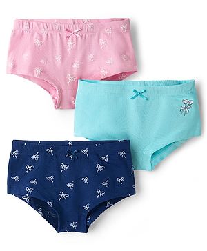 Pine Kids Cotton Elastane Knit Hipster with Bow Print Pack of 3 - ( Colour May Vary)