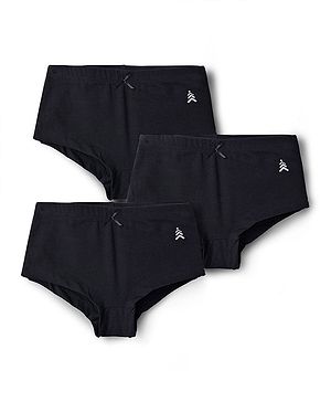 Pine Kids Cotton Elastane Knit Solid Colour Panties Pack Of 3 - Black