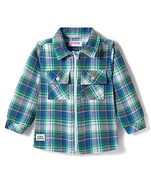 Babyhug Cotton Woven Full Sleeves Checks Shirt - Light Blue
