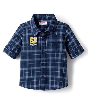 Babyhug Cotton Woven Full Sleeves Shirt With Checks - Navy Blue