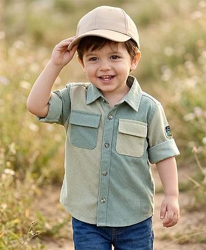 Babyhug Cotton Woven Full Sleeve Corduroy Cut & Sew Shirt - Multicolour