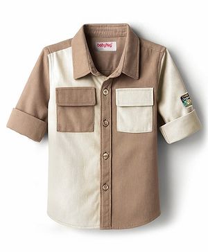 Babyhug Cotton Woven Full Sleeves Solid Corduroy Cut & Sew Shirt - Multicolor