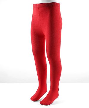Cute Walk by Babyhug Cotton Knit Full Length Antibacterial Wash Tights - Red