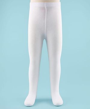 Cute Walk by Babyhug Antibacterial Footed Solid Wash Tights - White