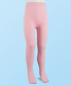 Cute Walk by Babyhug Cotton Knit Antibacterial Wash Solid Tights - Pink