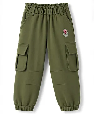Honeyhap Premium 100% Cotton Looper
                              Knit With Bio Finish Full Length Lounge
                              Pant with Floral Embroidery - Pastel
                              Green