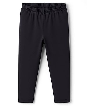 Babyhug Cotton Lycra Full Length Solid colour Leggings - Black