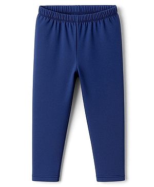 Babyhug Cotton Lycra Knit Full Length Solid Colour Leggings - Navy Blue