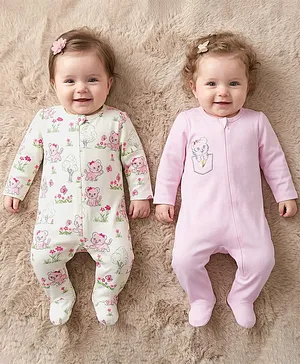 Babyoye 100% Cotton Knit With Eco
                              Jiva Finish Full Sleeves Footed Sleep
                              Suits With Cub Print Pack of 2 -
                              Multicolor