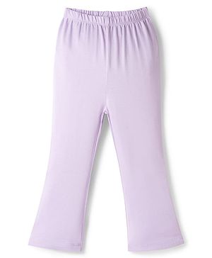Babyhug Cotton Knit Full Length Solid Color Leggings - Lavender