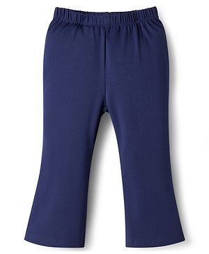 Babyhug Cotton Lycra Knit Full Length Solid Leggings - Navy Blue