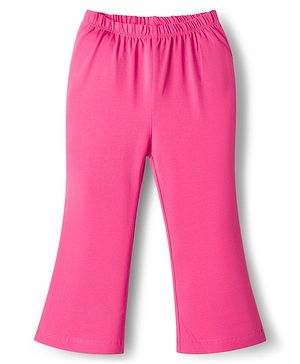 Babyhug Cotton Lycra Knit Full Length Solid Leggings - Dark Pink