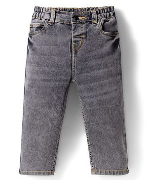 Bonfino Woven Full Length Baggy Fit Washed Jeans - Grey