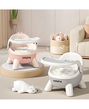 Babyhug 2 in 1 Multipurpose Kids Chair & Meal Chair with Detachable Tray - Pink| BPA-Free| Toddler Chair with Cushioned Seat| High Backrest & Stable Legs