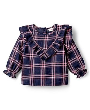 Babyhug Cotton Woven Full Sleeves Checks Top - Multicolor