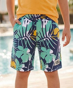 Pine Kids Looper Shorts with Tropical Theme Print - Multicolor