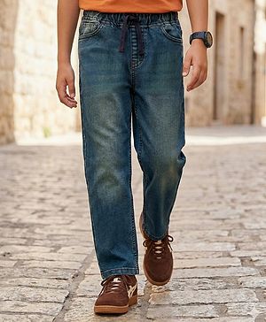 Pine Kids Denim Woven Full Length Washed Jeans - Teal Blue