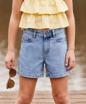 Pine Kids Cotton Woven Solid Shorts -
                              Blue