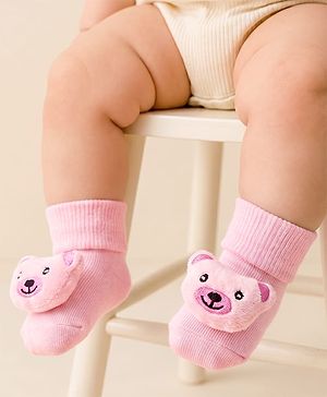 Cute Walk by Babyhug Socks With Animal Applique - Pink