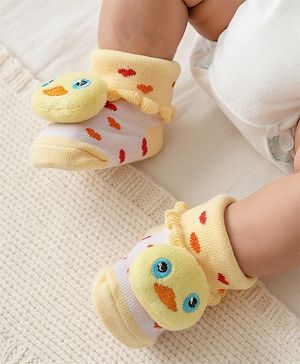 Cute Walk by Babyhug Socks With Animal Applique - Yellow