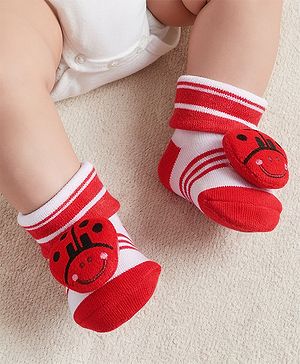Cute Walk by Babyhug Socks With Animal Applique - Red