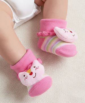 Cute Walk by Babyhug Socks With Animal Applique - Pink