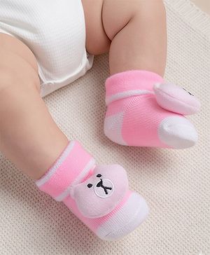 Cute Walk by Babyhug Socks With Animal Applique - Pink