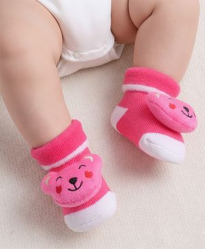 Cute Walk by Babyhug Socks With Animal Applique - Pink
